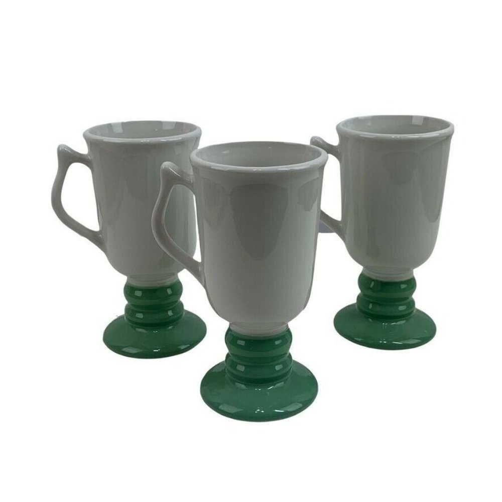 Vintage Hall 1273 Irish Coffee Mugs Set‎ of 3 Footed Pedestal Cappuccino 11 oz.